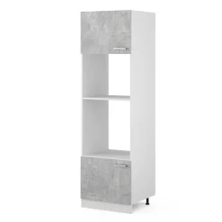 Hochschrank R-Line Beton 60 cm mit offenen Regalen, und Türen Vicco
