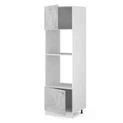 Hochschrank R-Line Beton 60 cm mit offenen Regalen, und Türen Vicco