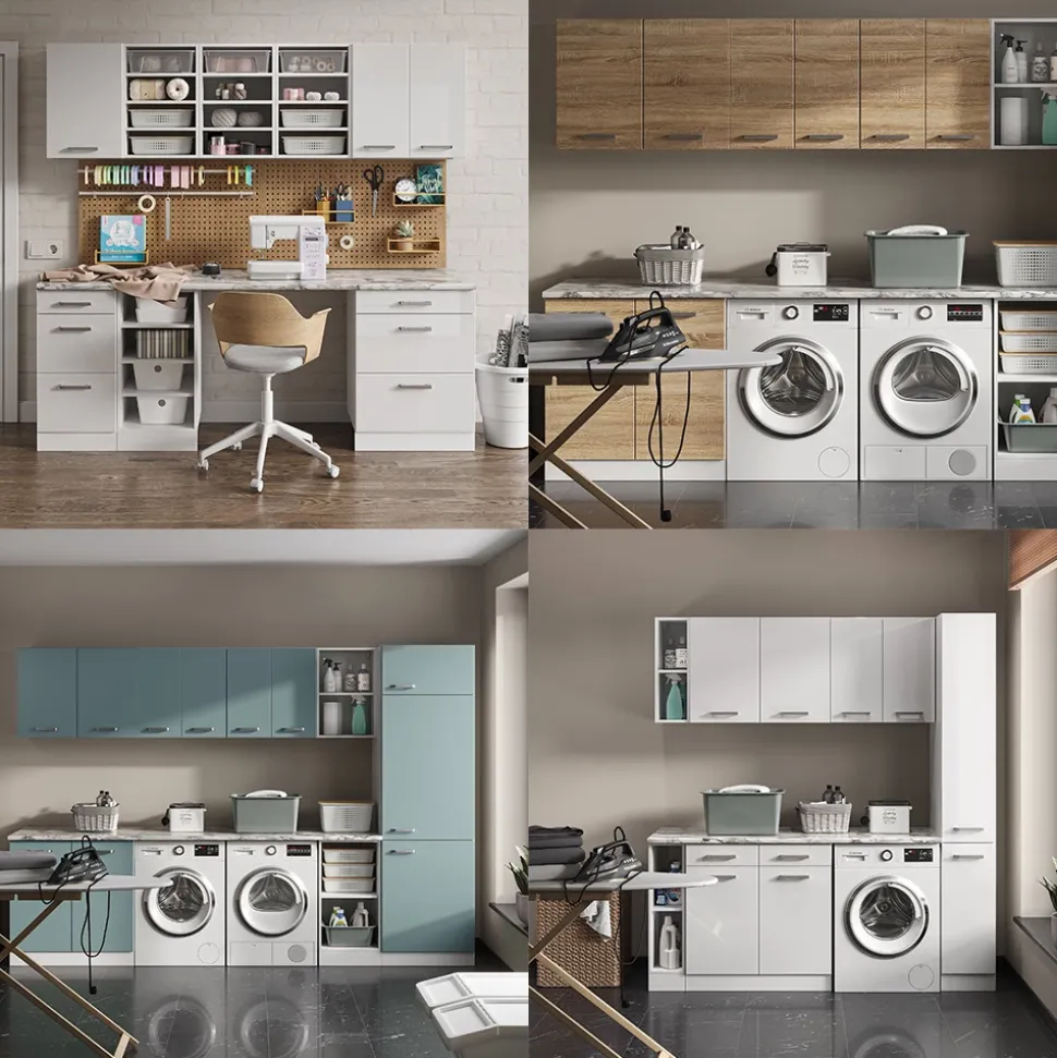 Hochschrank R-Line Beton 30 cm mit Türen Vicco