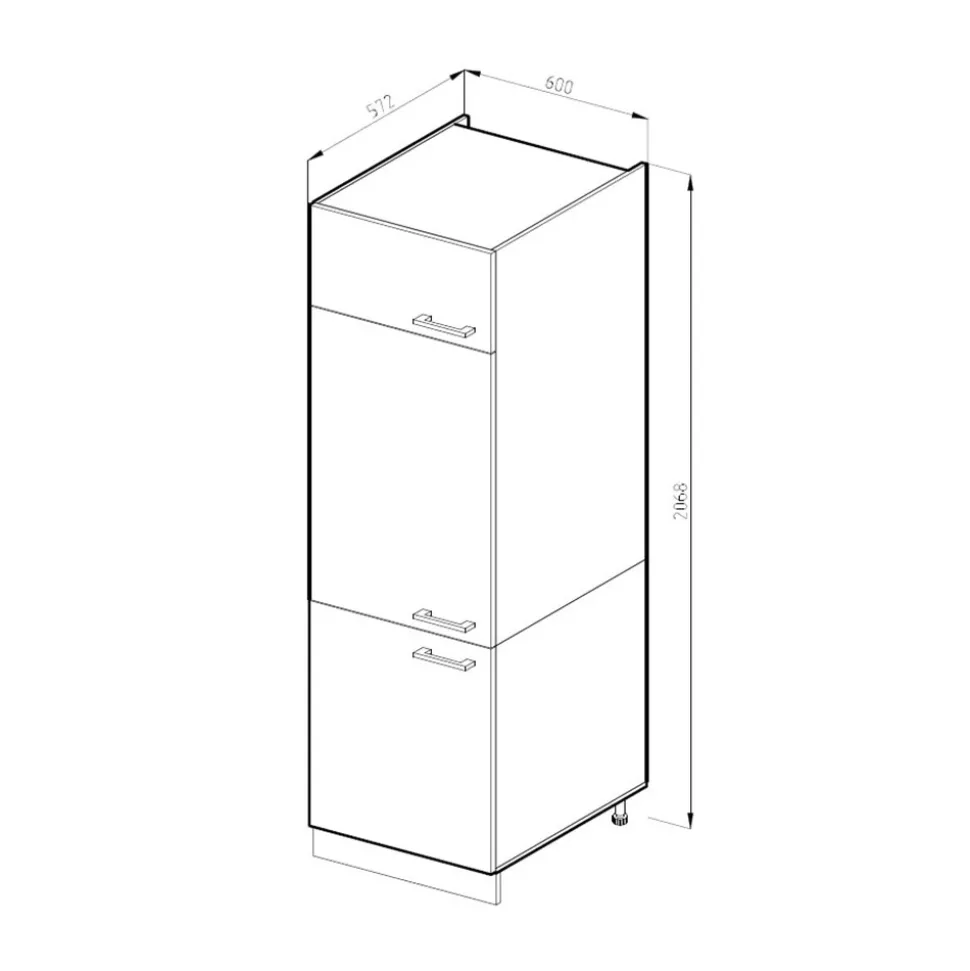 Hochschrank R-Line Beton 60 cm mit Türen Vicco