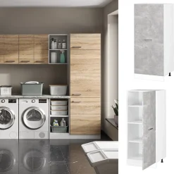 Hochschrank R-Line Beton 60 cm mit großer Tür Vicco