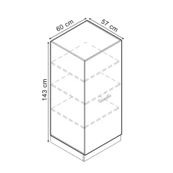 Hochschrank R-Line Blau-Grau 60 cm mit offenen Regalen, und Tür Vicco