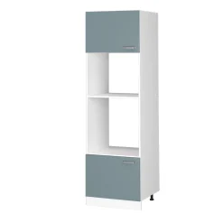 Hochschrank R-Line Blau-Grau 60 cm mit offenen Regalen, und Türen Vicco