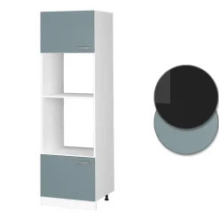 Hochschrank R-Line Blau-Grau 60 cm mit offenen Regalen, und Türen Vicco