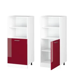 Hochschrank R-Line Bordeaux Hochglanz 60 cm mit offenen Regalen, und Tür Vicco