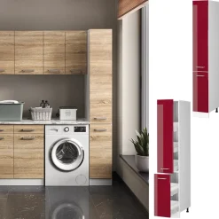 Hochschrank R-Line Bordeaux Hochglanz 30 cm mit Türen Vicco