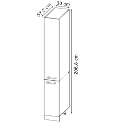 Hochschrank R-Line Bordeaux Hochglanz 30 cm mit Türen Vicco