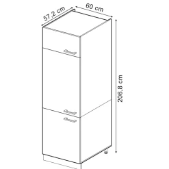 Hochschrank R-Line Bordeaux Hochglanz 60 cm mit Türen Vicco