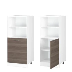 Hochschrank R-Line Grau 60 cm mit offenen Regalen, und Tür Vicco