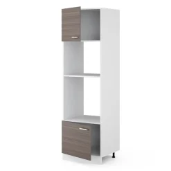Hochschrank R-Line Grau 60 cm mit offenen Regalen, und Türen Vicco