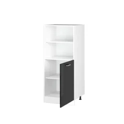 Hochschrank R-Line Schwarz Hochglanz 60 cm mit offenen Regalen, und Tür Vicco