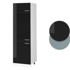Hochschrank R-Line Schwarz Hochglanz 60 cm mit Türen Vicco