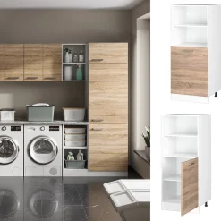 Hochschrank R-Line Sonoma 60 cm mit offenen Regalen, und Tür Vicco