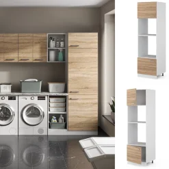 Hochschrank R-Line Sonoma 60 cm mit offenen Regalen, und Türen Vicco