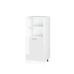 Hochschrank R-Line Weiß Hochglanz 60 cm mit offenen Regalen, und Tür Vicco