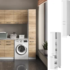 Hochschrank R-Line Weiß Hochglanz 30 cm mit Türen Vicco