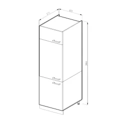 Hochschrank R-Line Weiß Hochglanz 60 cm mit Türen Vicco