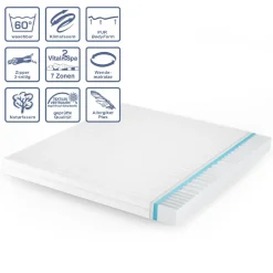 Kaltschaummatratze Weiß 160 x 200 cm H3 Härtegrad, 7Zonen Vitalispa