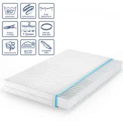 Kaltschaummatratze Weiß 120 x 200 cm 20cm Höhe Vitalispa