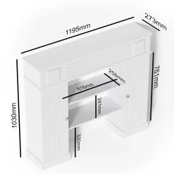 Kaminumrandung Weiß 119.5 x 103 cm Vicco