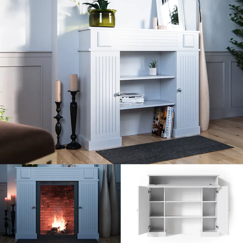 Kaminumrandung Weiß 119.5 x 103 cm Vicco