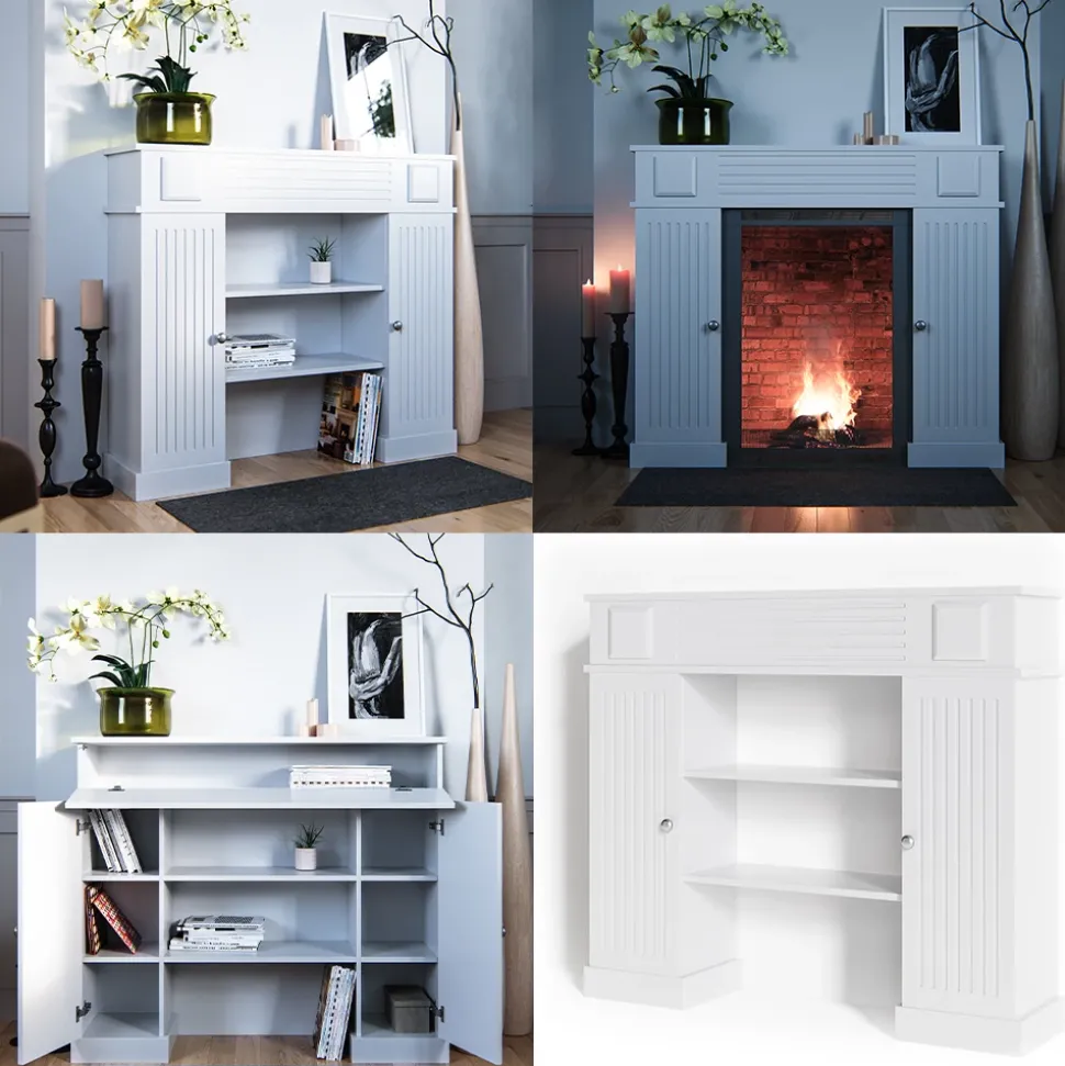 Kaminumrandung Weiß 119.5 x 103 cm Vicco