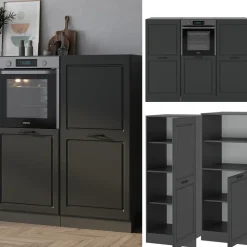 Küchenblock R-Line Anthrazit Landhaus/Anthrazit 180 cm ohne Arbeitsplatte Vicco