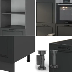 Küchenblock R-Line Anthrazit Landhaus/Anthrazit 180 cm ohne Arbeitsplatte Vicco