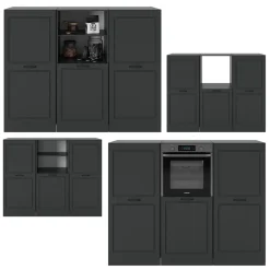 Küchenblock R-Line Anthrazit Landhaus/Anthrazit 180 cm ohne Arbeitsplatte Vicco