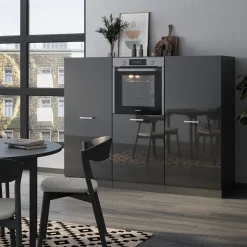 Küchenblock R-Line Anthrazit Hochglanz/Anthrazit 180 cm ohne Arbeitsplatte Vicco