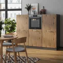 Küchenblock R-Line Artisan Eiche/Anthrazit 180 cm ohne Arbeitsplatte Vicco