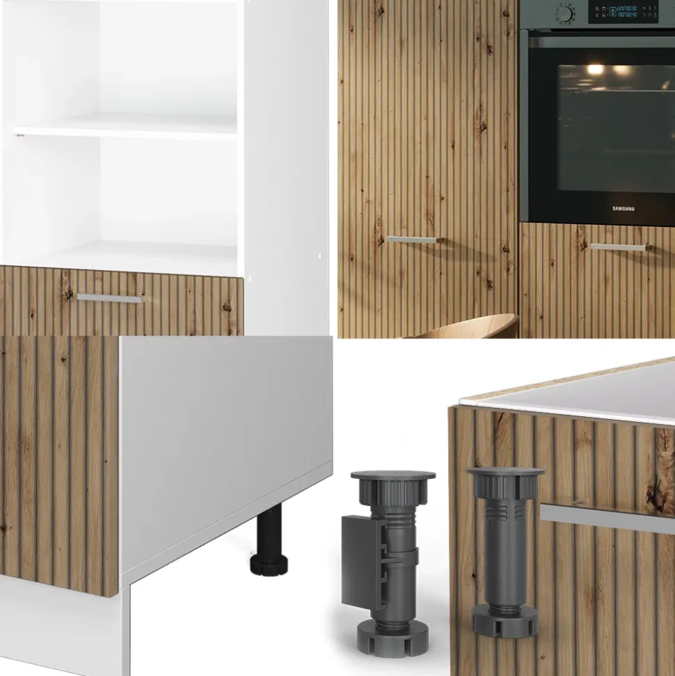 Küchenblock R-Line Artisan Eiche/Weiß 180 cm ohne Arbeitsplatte Vicco