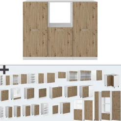 Küchenblock R-Line Artisan Eiche/Weiß 180 cm ohne Arbeitsplatte Vicco