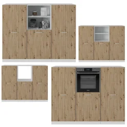 Küchenblock R-Line Artisan Eiche/Weiß 180 cm ohne Arbeitsplatte Vicco