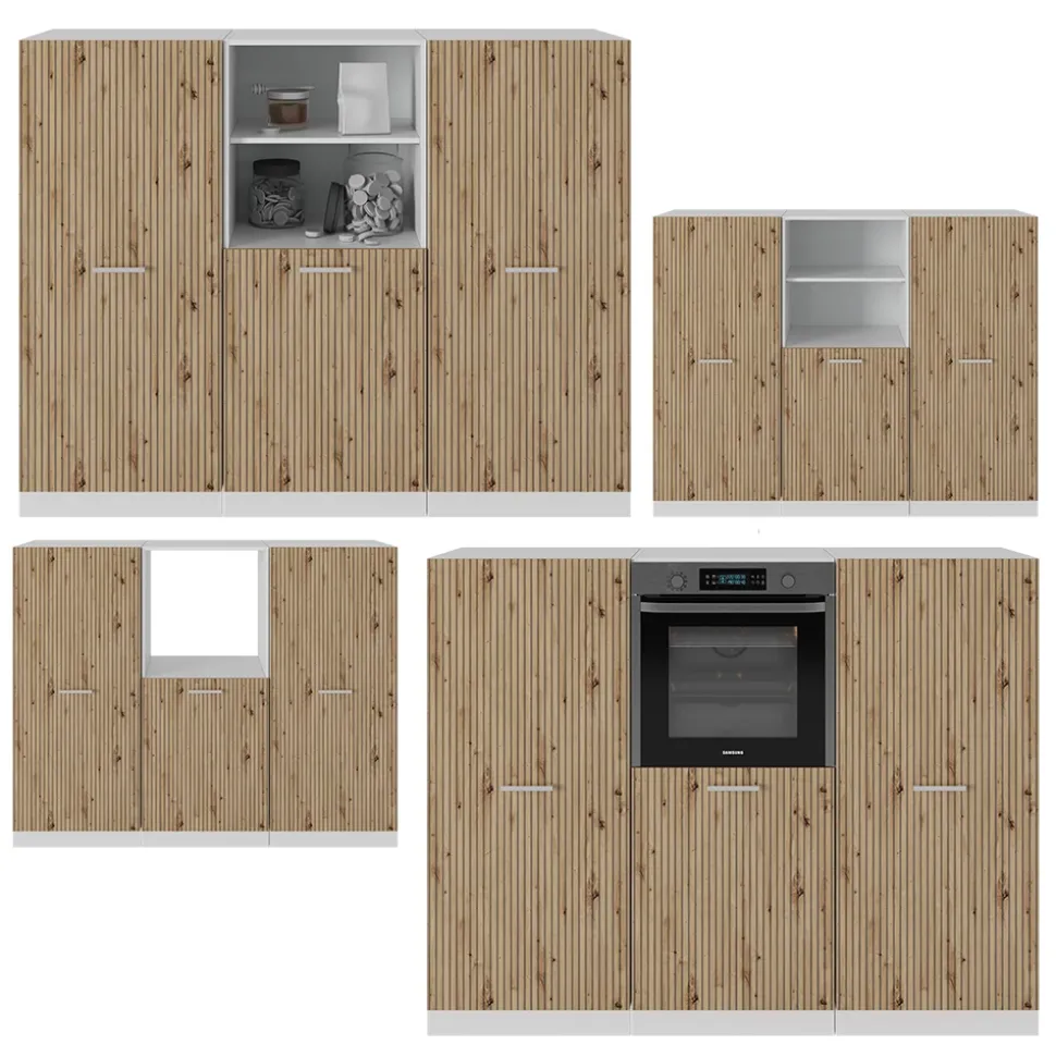 Küchenblock R-Line Artisan Eiche/Weiß 180 cm ohne Arbeitsplatte Vicco