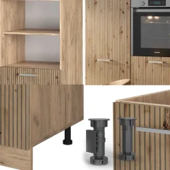 Küchenblock R-Line Artisan-Eiche/Goldkraft Eiche 180 cm ohne Arbeitsplatte Vicco