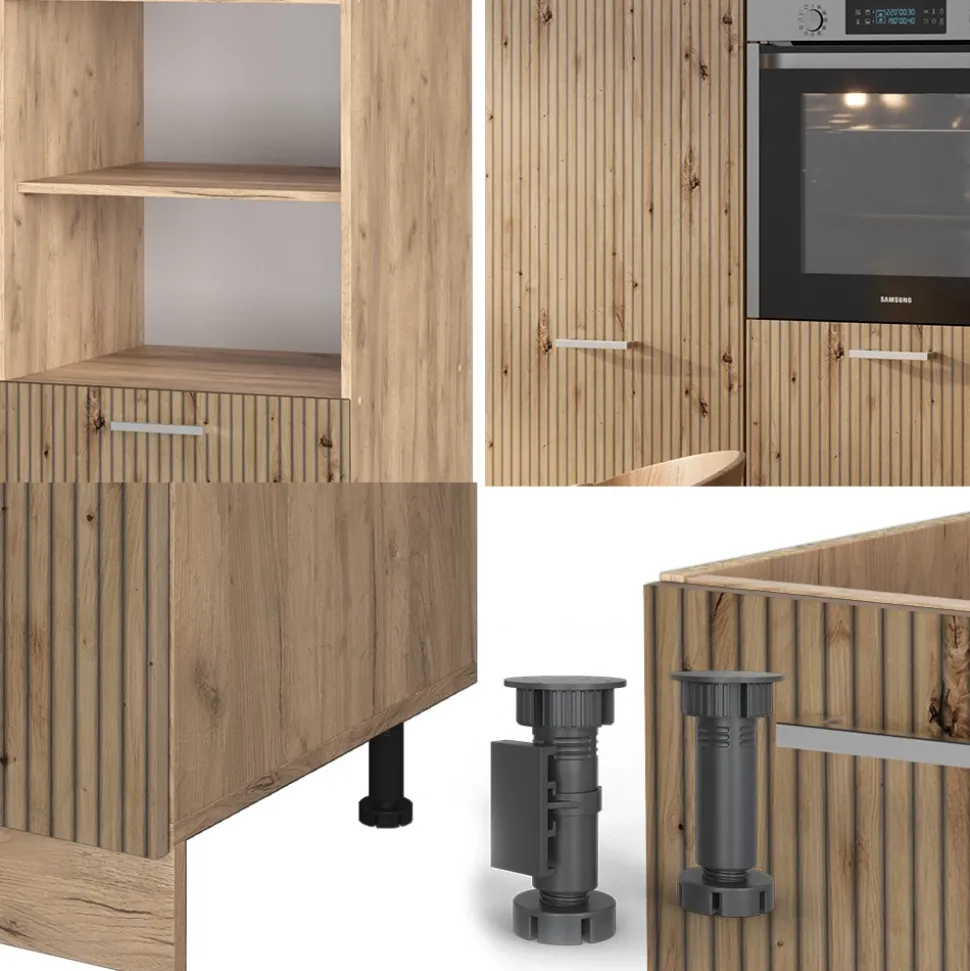 Küchenblock R-Line Artisan-Eiche/Goldkraft Eiche 180 cm ohne Arbeitsplatte Vicco