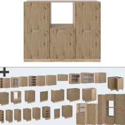 Küchenblock R-Line Artisan-Eiche/Goldkraft Eiche 180 cm ohne Arbeitsplatte Vicco