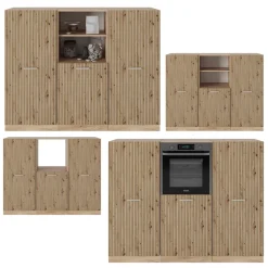 Küchenblock R-Line Artisan-Eiche/Goldkraft Eiche 180 cm ohne Arbeitsplatte Vicco