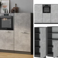 Küchenblock R-Line Beton/Anthrazit 180 cm ohne Arbeitsplatte Vicco