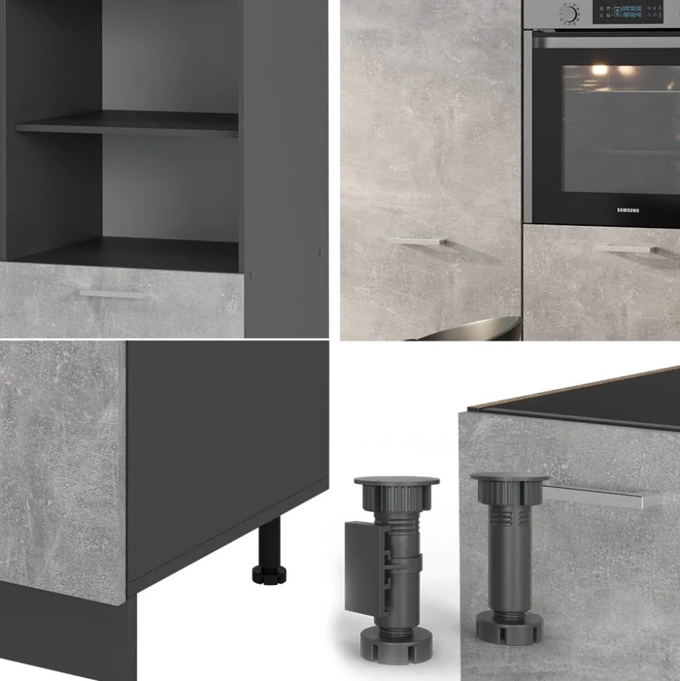 Küchenblock R-Line Beton/Anthrazit 180 cm ohne Arbeitsplatte Vicco