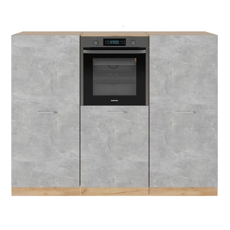 Küchenblock R-Line Beton/Goldkraft Eiche 180 cm ohne Arbeitsplatte Vicco