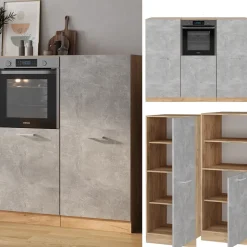 Küchenblock R-Line Beton/Goldkraft Eiche 180 cm ohne Arbeitsplatte Vicco