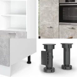 Küchenblock R-Line Beton/Weiß 180 cm ohne Arbeitsplatte Vicco