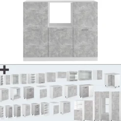 Küchenblock R-Line Beton/Weiß 180 cm ohne Arbeitsplatte Vicco