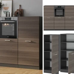 Küchenblock R-Line Edelgrau/Anthrazit 180 cm ohne Arbeitsplatte Vicco