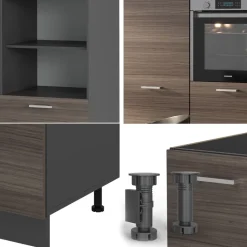 Küchenblock R-Line Edelgrau/Anthrazit 180 cm ohne Arbeitsplatte Vicco