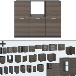 Küchenblock R-Line Edelgrau/Anthrazit 180 cm ohne Arbeitsplatte Vicco