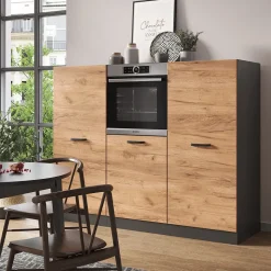 Küchenblock R-Line Goldkraft Eiche/Anthrazit 180 cm ohne Arbeitsplatte Vicco