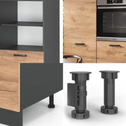 Küchenblock R-Line Goldkraft Eiche/Anthrazit 180 cm ohne Arbeitsplatte Vicco